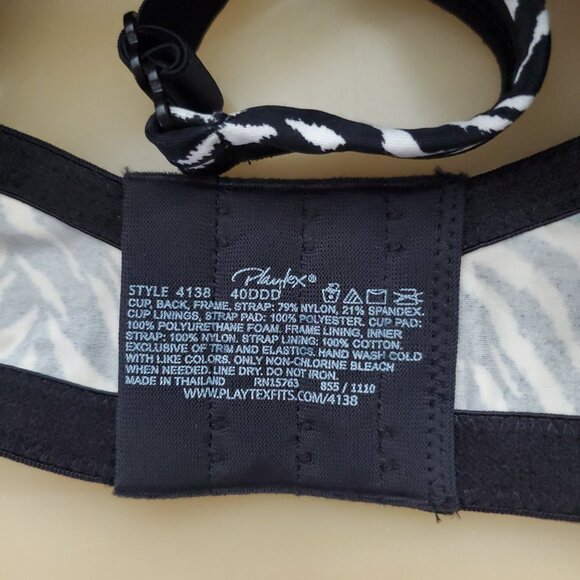 Playtex Side-smoothing Underwire Bra Zebra Print Size 40DDD - Picture 13 of 13